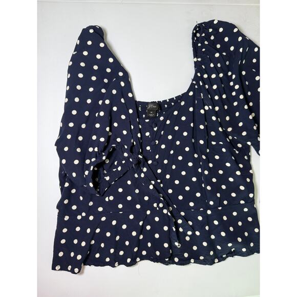 J.Crew Navy Blue Polka Dot Top - Size Medium - Picture 6 of 9